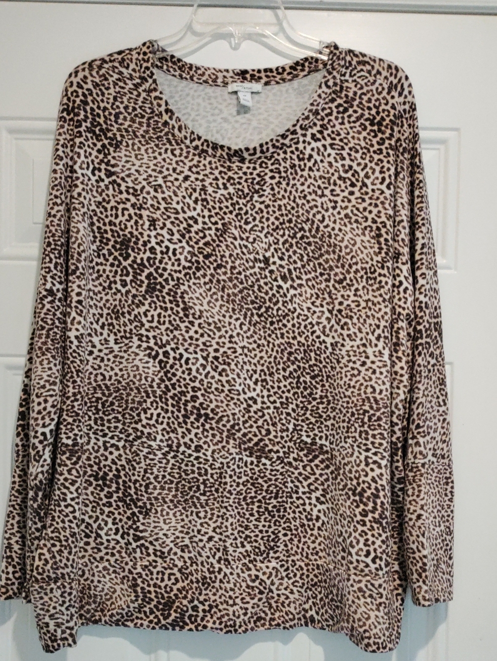 Daily Ritual Leopard Print Long Sleeve Top - Beige/Brown